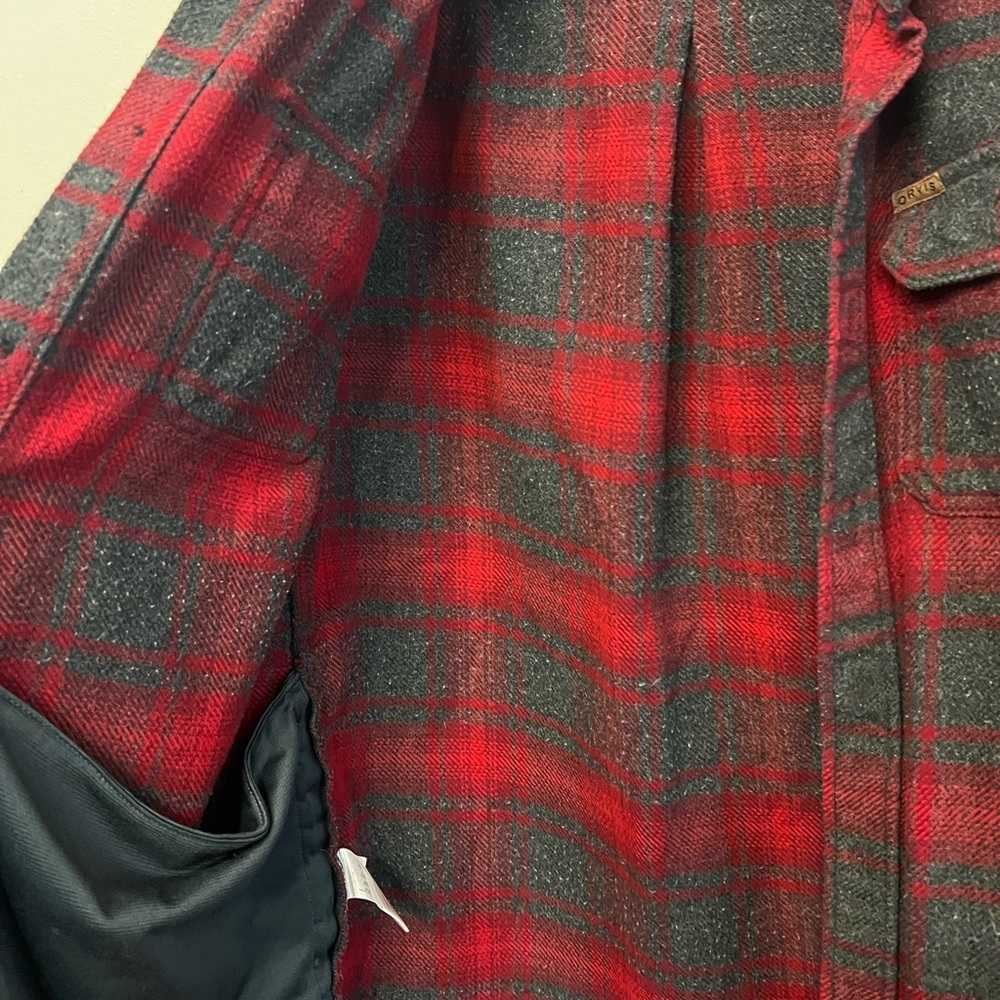Orvis Men’s Thick Heavy Red and Gray Plaid Flannel Button Down‎ Shirt Sz M - Picture 5 of 9